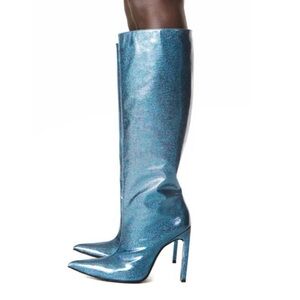 NWT Area patent leather glitter boots